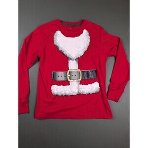 Holiday Time Kids XL 14-16 Santa Costume Long Sleeve Shirt Red Christmas Tee